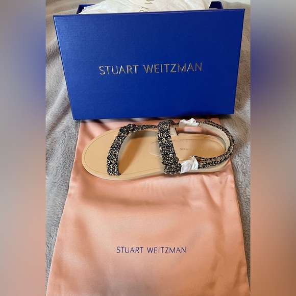 Stuart Weitzman Golden Beige Vail Patterned Sport Sandal Size 7.5 New in Box - Picture 7 of 7